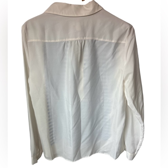 NWT J. Crew Semi sheer striped blue/white blouse size Med. Preppy - Picture 2 of 11